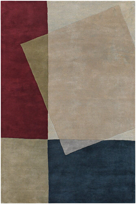 Chandra Bense Garza Ben-3007 Red / Cream / Blue / Green Rugs.