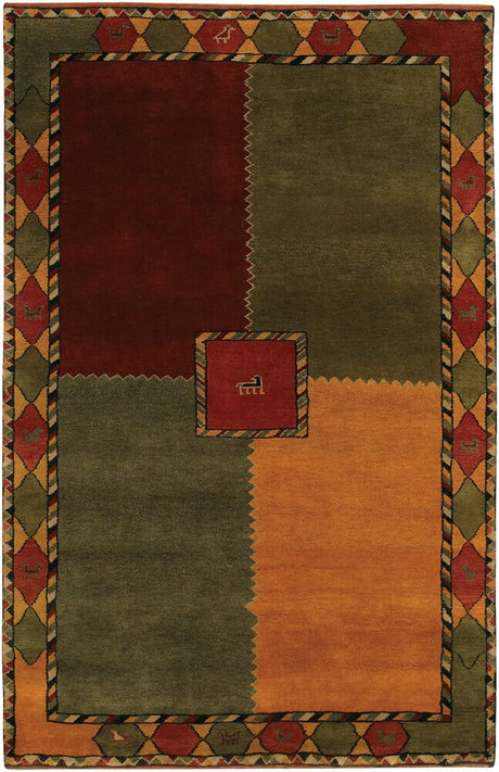 Chandra Chelsea Che1611 Green / Burgundy / Gold / Red Rugs - Chandra - che1611 - 23