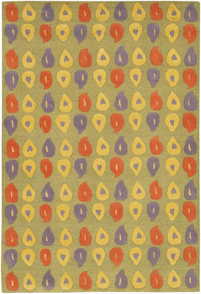 Chandra Daisa Dai-16 Green / Red / Lilac / Yellow Rugs.