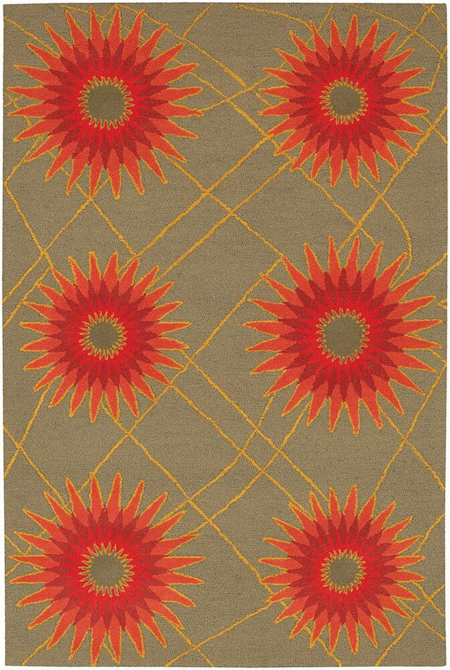 Chandra Daisa Dai12 Red / Orange / Yellow / Grey Rugs.