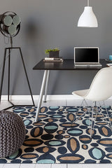 Chandra Davin Dav-25833 Black / Blue / Brown / Cream Rugs.