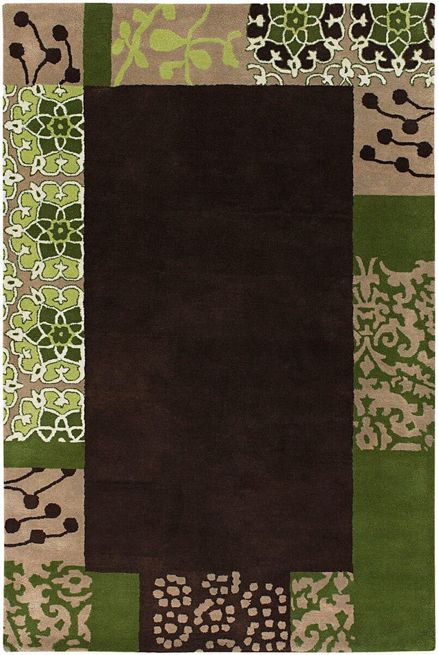 Chandra Dharma Dha7518 Dark Brown / Green / Beige Rugs.