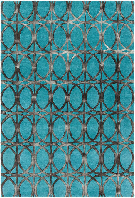 Chandra Fran Fra42100 Teal / Charcoal Rugs.