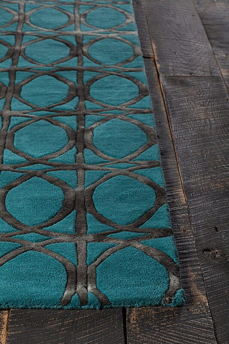 Chandra Fran Fra42100 Teal / Charcoal Rugs.