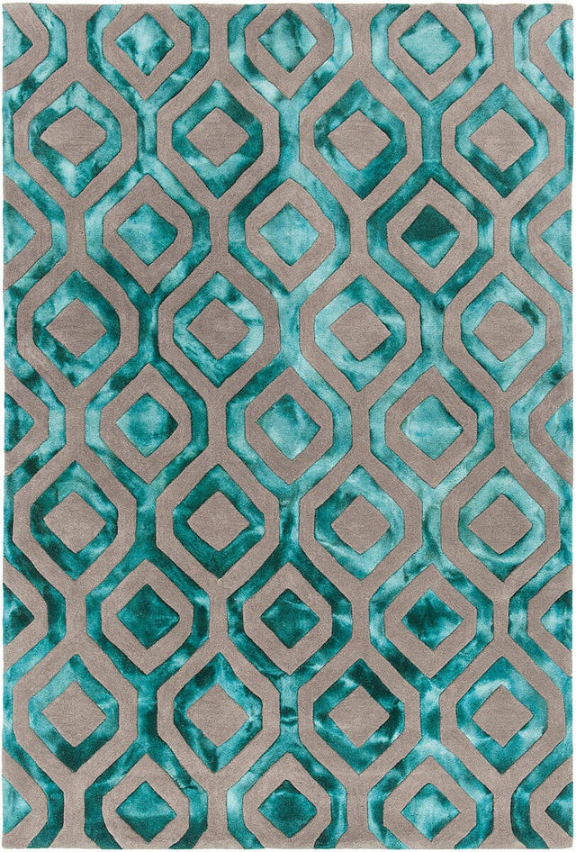 Chandra Fran Fra42101 Teal / Grey Rugs.