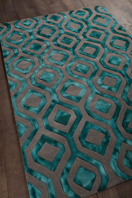 Chandra Fran Fra42101 Teal / Grey Rugs.