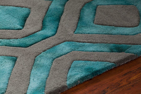 Chandra Fran Fra42101 Teal / Grey Rugs.