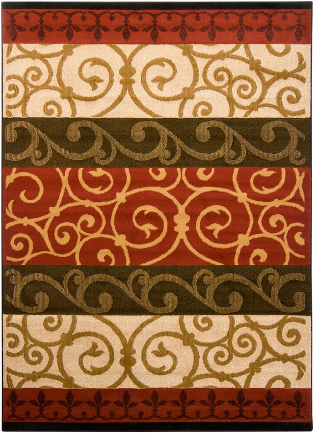 Chandra Ganesh Ganesh11 Green / Burgundy / Brown / Cream Rugs - Chandra - ganesh11 - 58