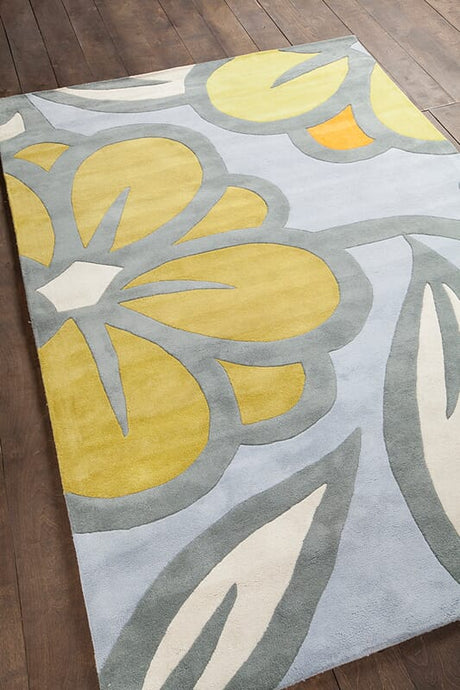 Chandra Inhabit Inh21624 Grey / Blue Rugs.