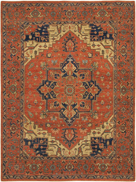 Chandra Kamala Kam1511 Deep Orange / Green / Gold / Blue Rugs.