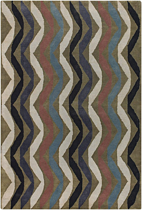 Chandra Lepley Lep2903 Blue / Green / Black / Purple / Ivory Rugs.