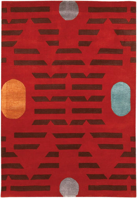 Chandra Lost Link Los-1810 Red / Brown / Orange / Blue Rugs.