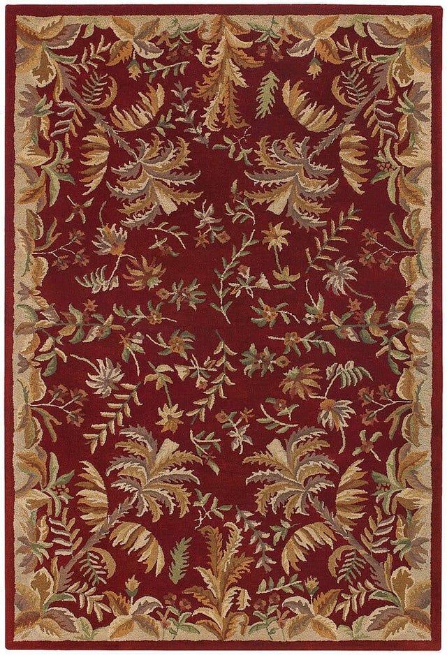 Chandra Nandi Nan8105 Cherry Red / Green / Brown / Tan / Gold Rugs.