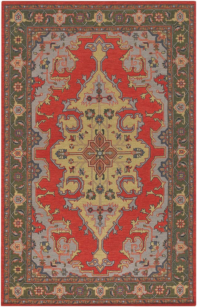 Chandra Pooja Poo406 Red / Brown / Green / Grey / Gold Rugs.