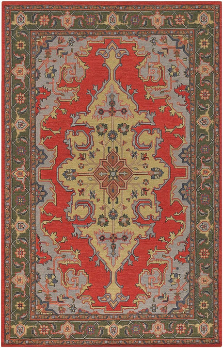 Chandra Pooja Poo406 Red / Brown / Green / Grey / Gold Rugs.