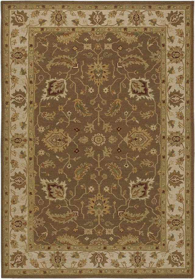 Chandra Pooja Poo430 Brown / Beige / Green / Tan / Burgundy Rugs.