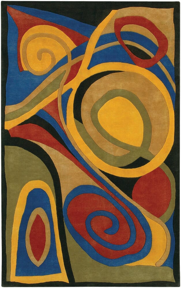 Chandra Rain Rai808 Blue / Black / Yellow / Red / Green / Brown Rugs.