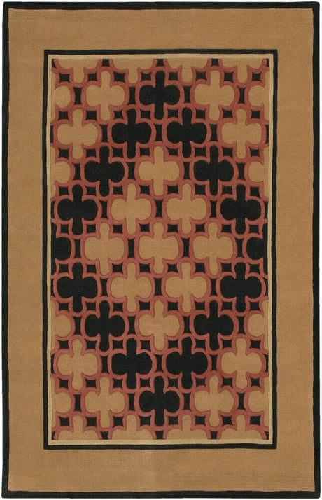 Chandra Rain Rai815 Tan / Black / Salmon Pink Rugs.