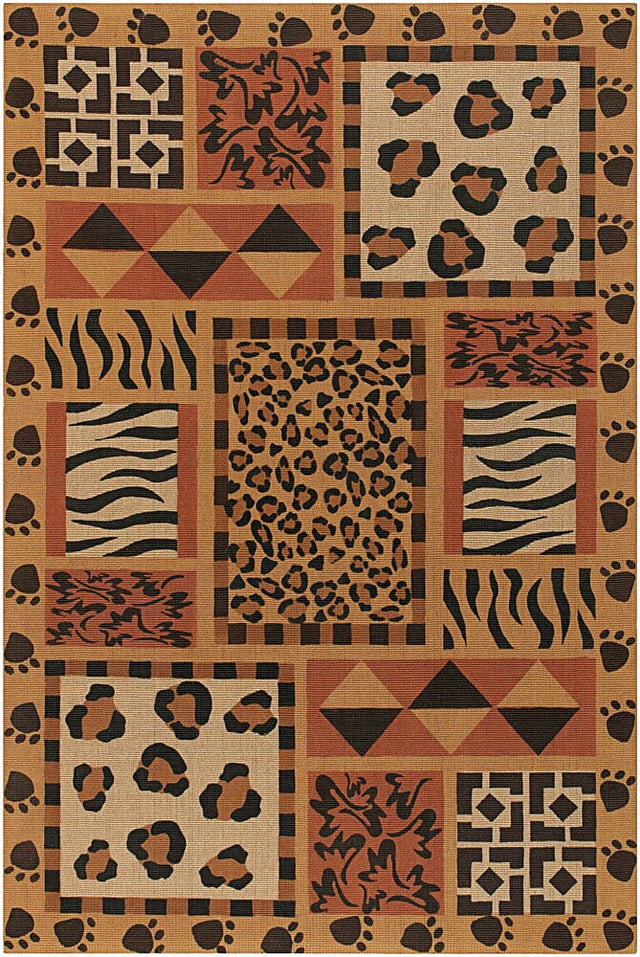 Chandra Safari Saf15000 Black / Persian Red / Orange / Tan Rugs.