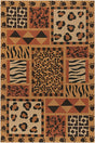 Chandra Safari Saf15000 Black / Persian Red / Orange / Tan Rugs.