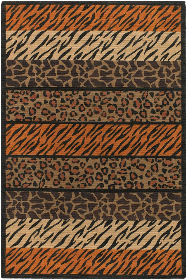 Chandra Safari Saf15001 Brown / Black / Persian Red / Orange / Tan Rugs.