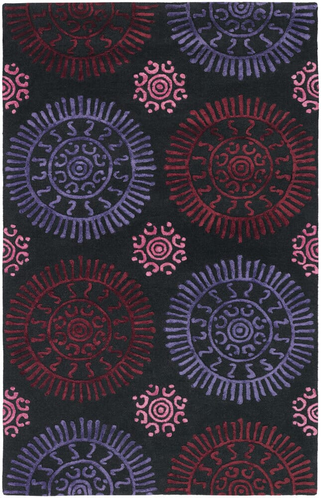 Chandra Stanton Sta31600 Black / Burgundy / Mauve / Pink Rugs.