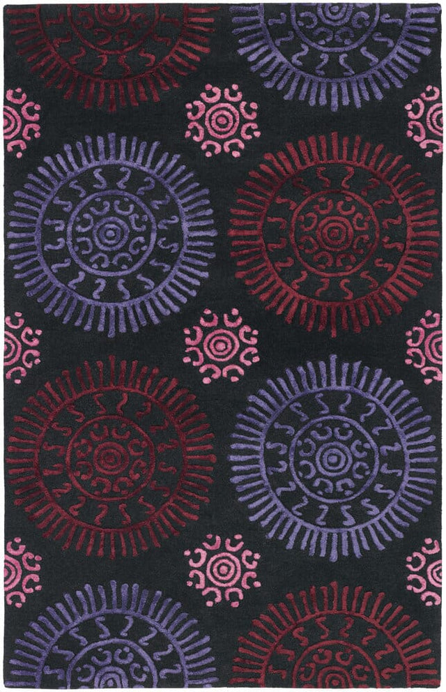 Chandra Stanton Sta31600 Black / Burgundy / Mauve / Pink Rugs.