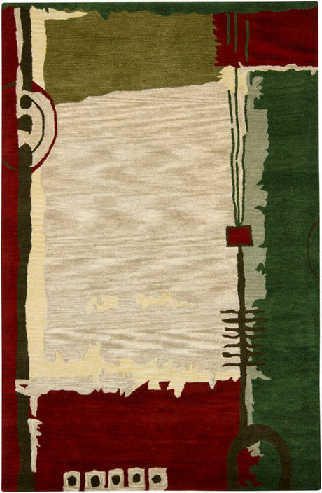 Chandra Tupelo Tup19802 Green / Cherry / Beige / Tan Rugs.