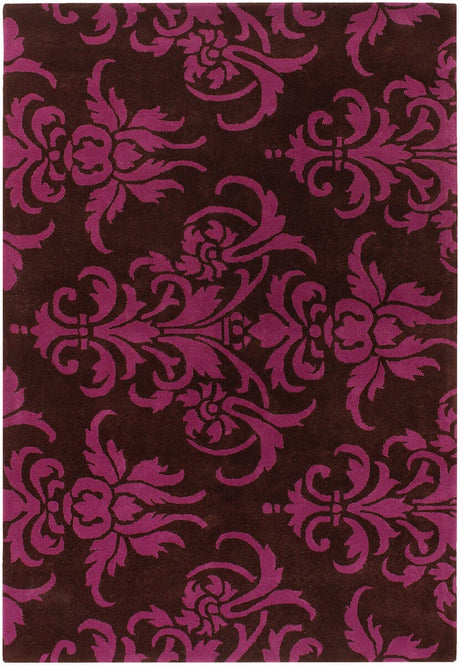 Chandra Venetian Ven6000 Dark Brown / Magenta Rugs.