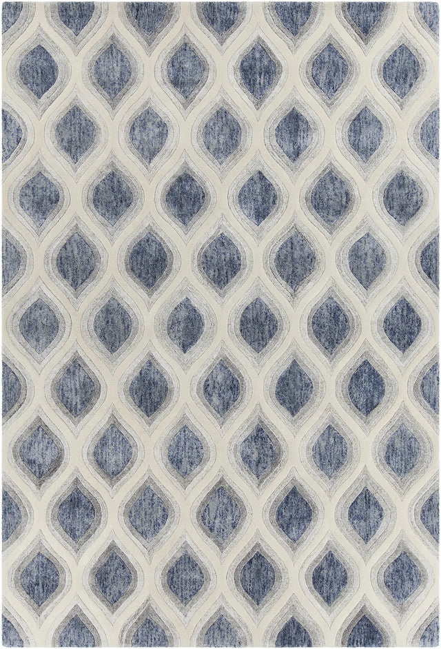Chandra Clara CLA-7100 Blue and Grey and White rug, flat view