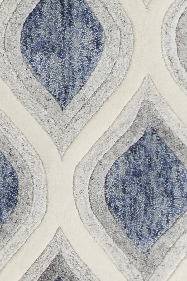 Chandra Clara CLA-7100 Blue and Grey and White rug, texture close-up
