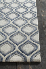 Chandra Clara CLA-7101 White and Grey and Blue rug, corner detail