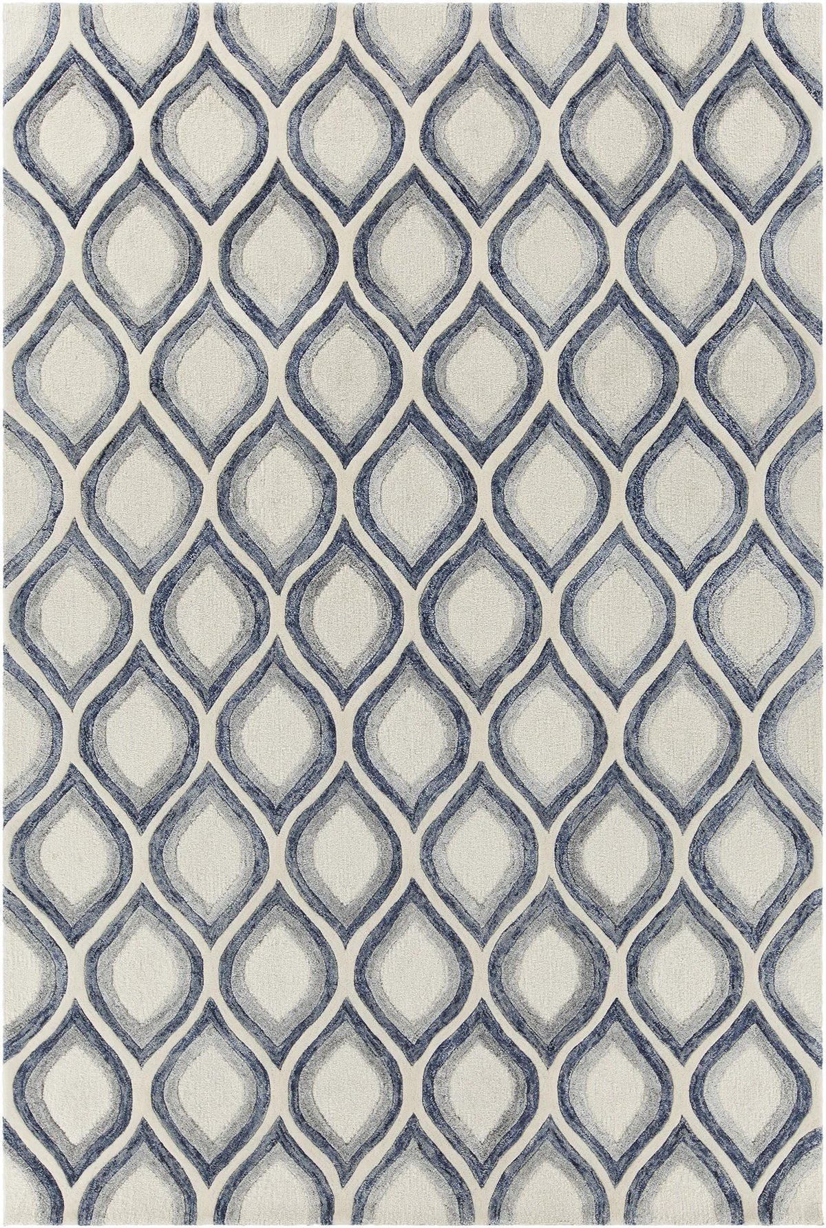 Chandra Clara CLA-7101 White and Grey and Blue rug, flat view