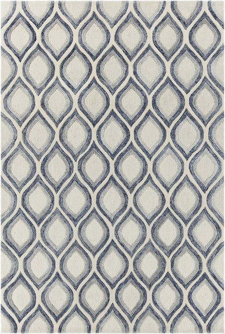 Chandra Clara CLA-7101 White and Grey and Blue rug, flat view
