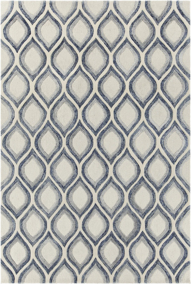 Chandra Clara CLA-7101 White and Grey and Blue rug, flat view
