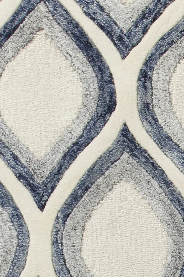 Chandra Clara CLA-7101 White and Grey and Blue rug, texture close-up