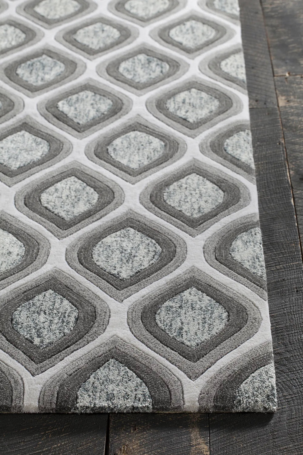 Chandra Clara CLA-7102 Grey and White rug, corner detail