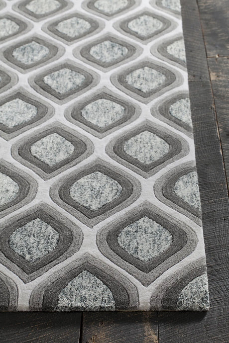 Chandra Clara CLA-7102 Grey and White rug, corner detail