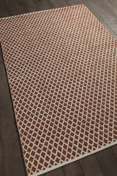 Chandra Costa COS-39101 Rust and White rug, angled side view
