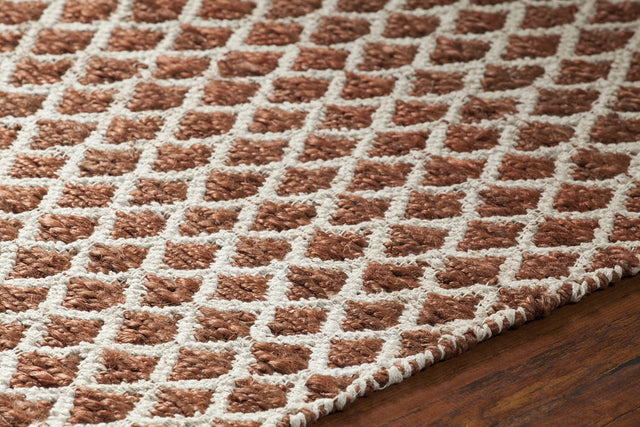 Chandra Costa COS-39101 Rust and White rug, side detail view