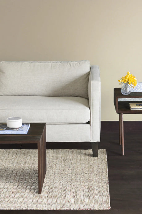 Chandra Crest CRE-33500 Beige and Brown rug, shown in a styled room setting