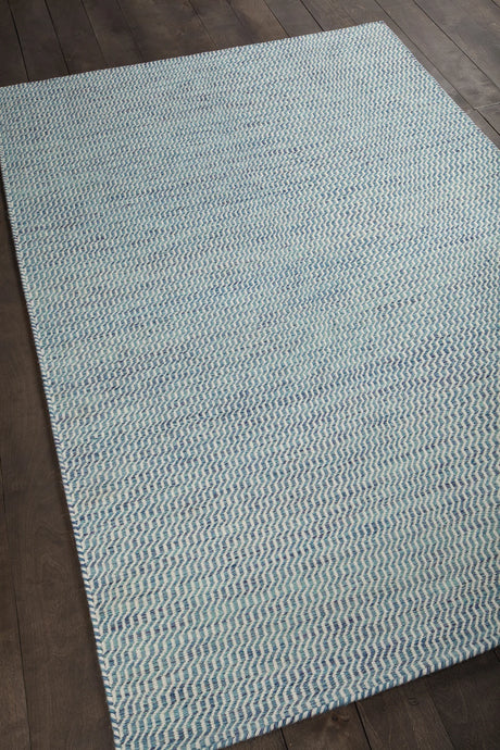 Chandra Crest CRE-33503 Blue and White rug, angled side view