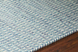 Chandra Crest CRE-33503 Blue and White rug, side detail view
