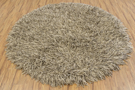 Chandra Cyrah CYR-10800 Taupe and Tan and Ivory round rug, flat view