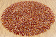 Chandra Cyrah CYR-10801 Red and Orange and Ivory round rug, flat view