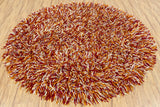 Chandra Cyrah CYR-10801 Red and Orange and Ivory round rug, flat view