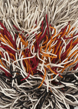 Chandra Cyrah sample color blanket, Red and Orange and Ivory