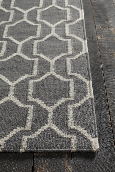 Chandra Dacio DAC-34600 Grey and White rug, corner detail