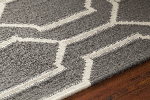 Chandra Dacio DAC-34600 Grey and White rug, side detail view