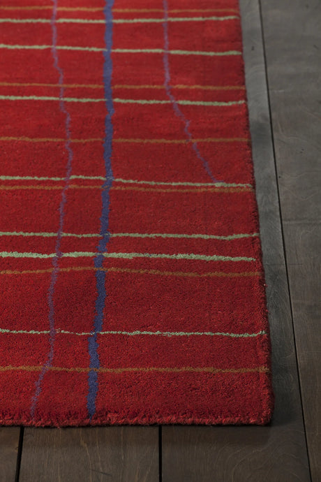 Chandra Daisa DAI-11 Red and Green and Blue and Orange rug, corner detail